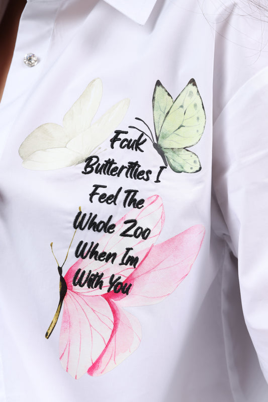 Butterflies Long Sleeve Button Up Shirt